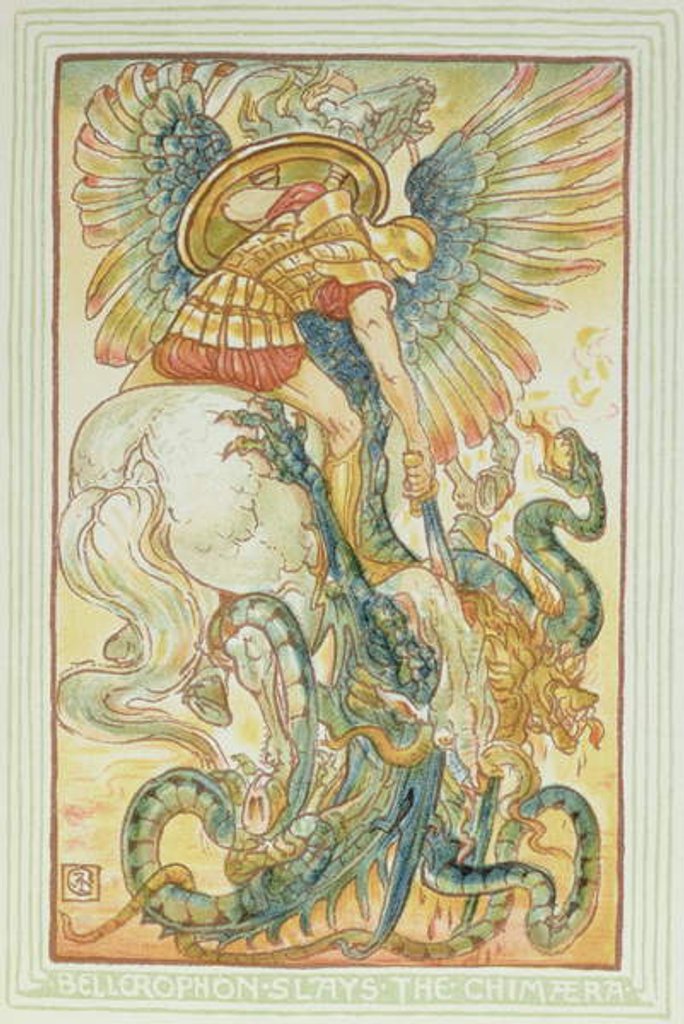 Detail of Bellerophon fighting the Chimaera, 1895 by Walter Crane
