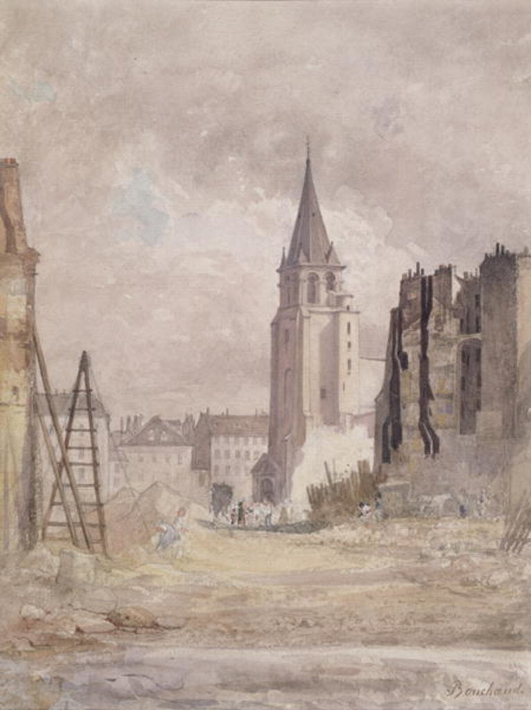 Detail of Demolition of Saint-Germain-des-Pres, c. 1867-68 by Prudent Leon Bouchaud