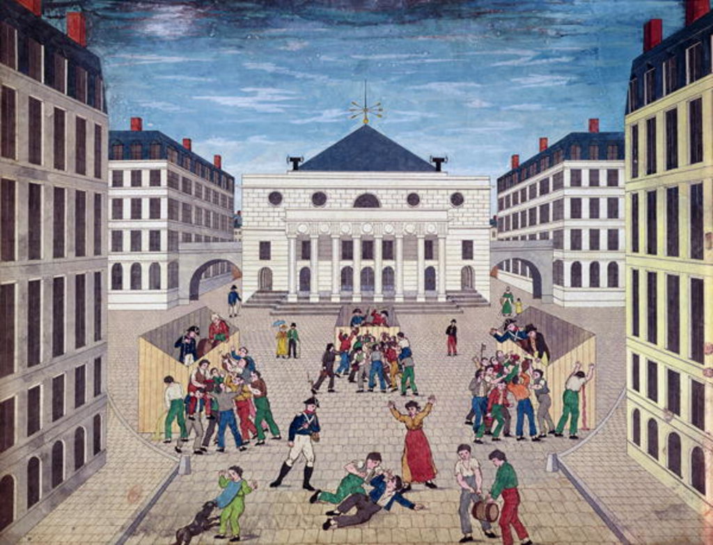 Detail of Distribution of wine in Place de l'Odeon in Paris, c.1805-10 by French School