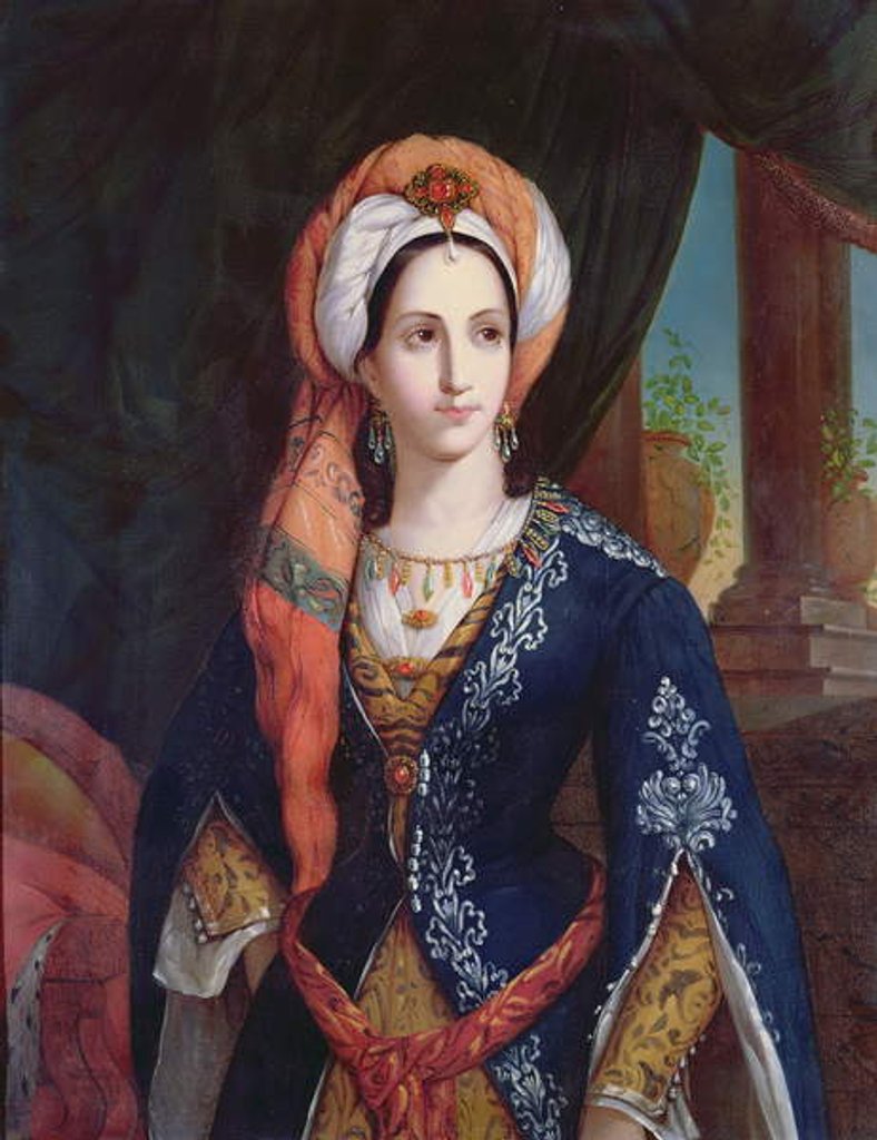 Detail of Portrait of the actress Mlle Rachel in the role of Roxanne for the play, Bajazet by Jean Racine by French School