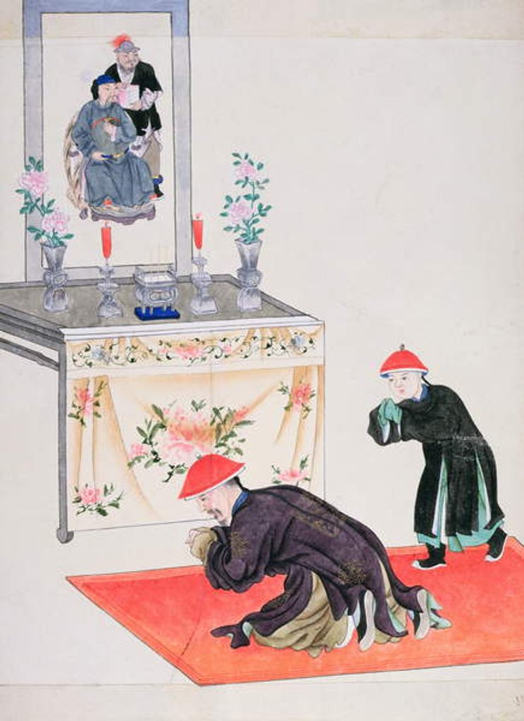 Detail of Adoration scene at the ancestral altar by School Chinese