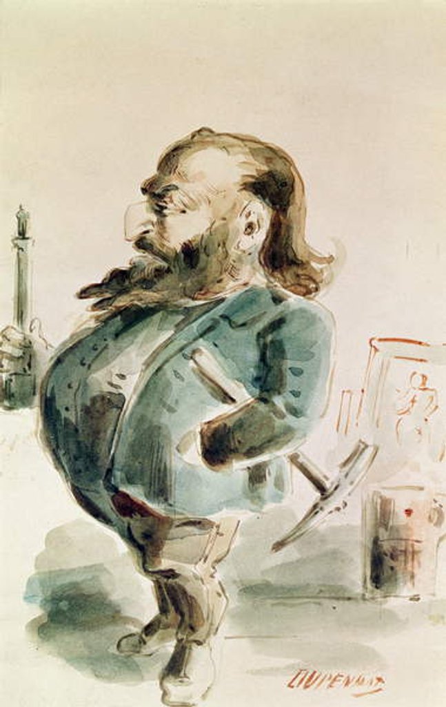 Detail of Caricature of Gustave Courbet holding the Colonne de Vendome by Dupendant Dupendant