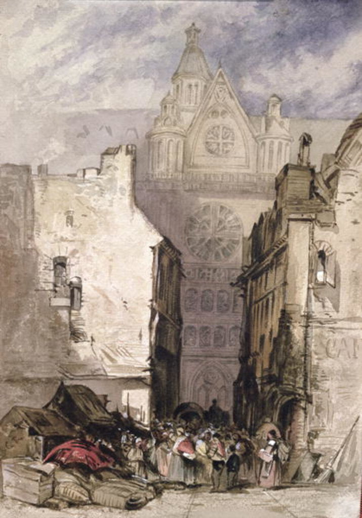 Detail of View of St. Eustache and Les Halles, c.1820-30 by French School