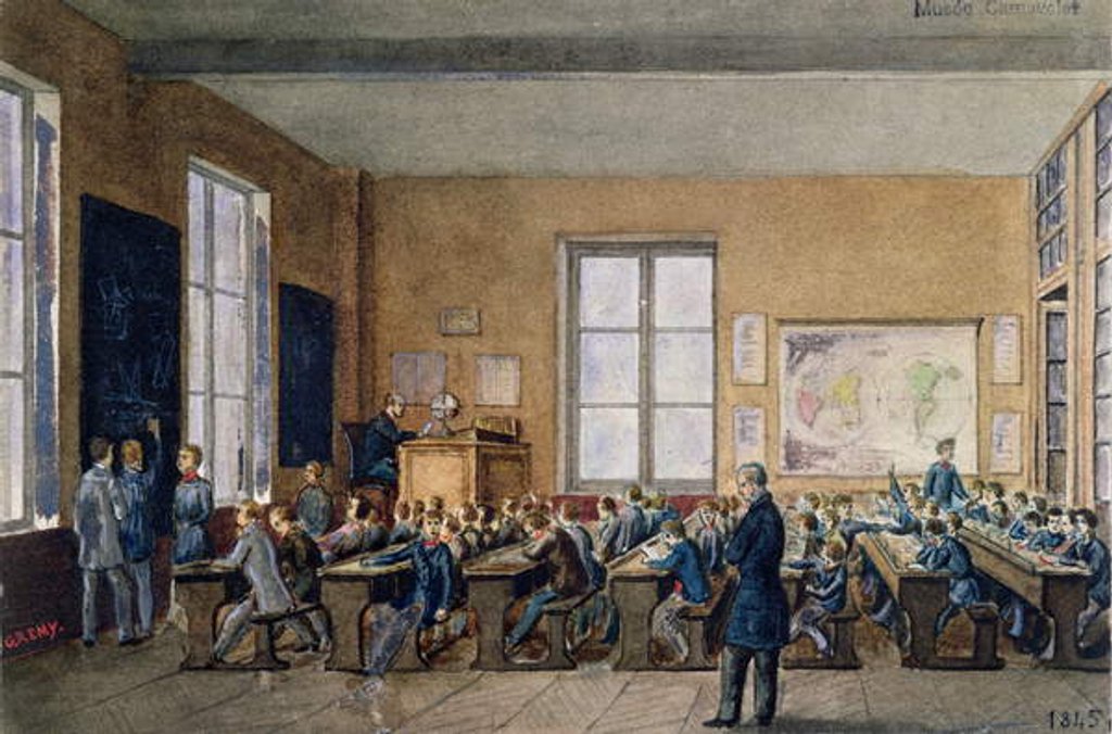 Detail of Classroom at the Institution Caillet, rue de la Cite, Paris, 1845 by G. Remy