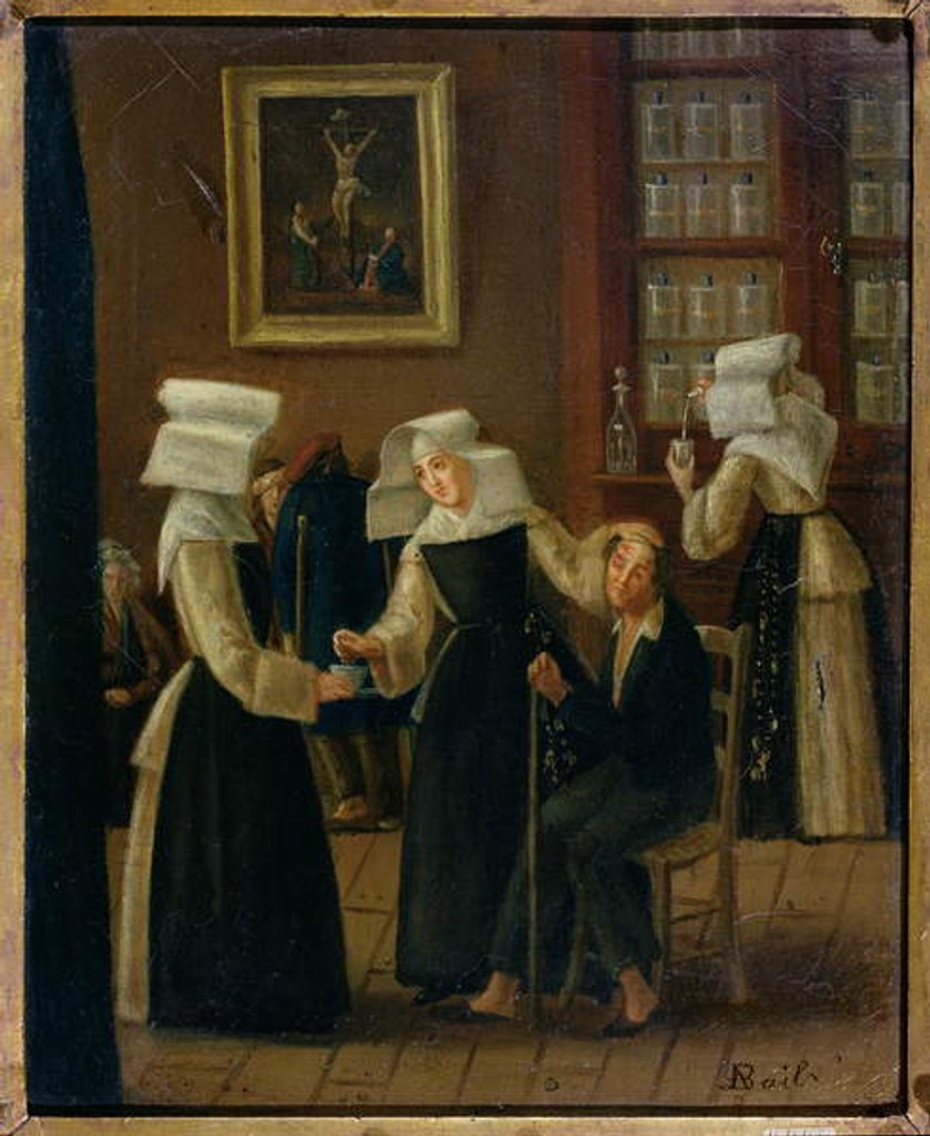 Detail of Nuns dressing a sick man by Antoine Jean Bail