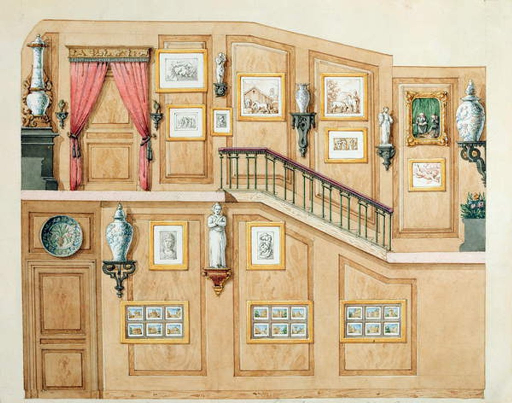 Staircase at rue Fortunee, house bought by Balzac in 1847, 1851 by M. Santi
