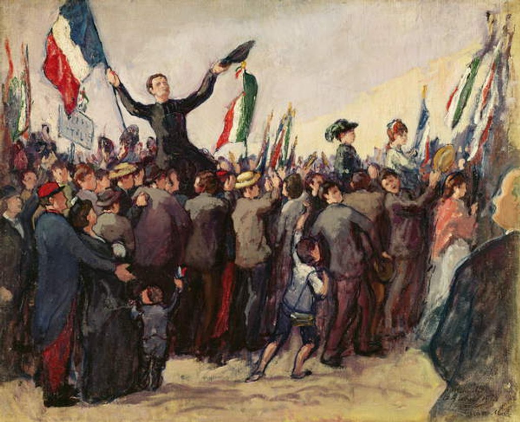 Detail of Italian volunteers arriving in Marseilles to enrol in the French army on 4th August 1914 by Leon Giran-Max