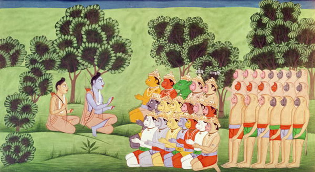 Detail of Lakshmana Consulting the Heads of the Monkey Armies by Indian School