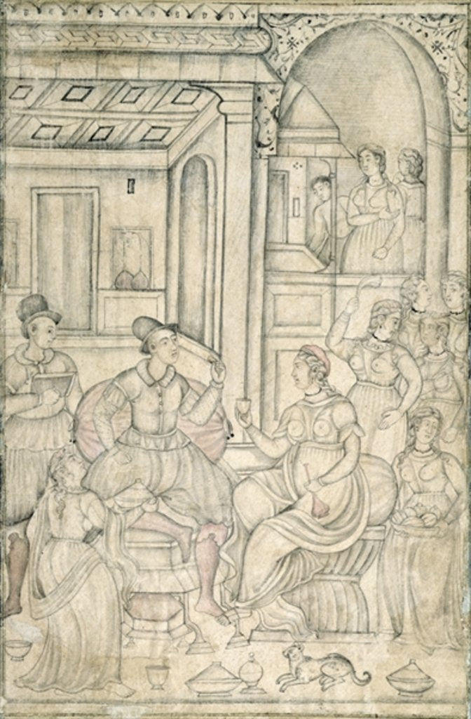 Detail of Portuguese sailors with Indian women by Indian School