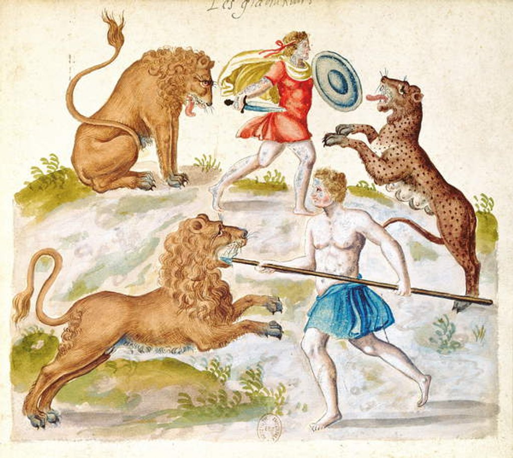 Detail of Gladiators fighting with animals by French School