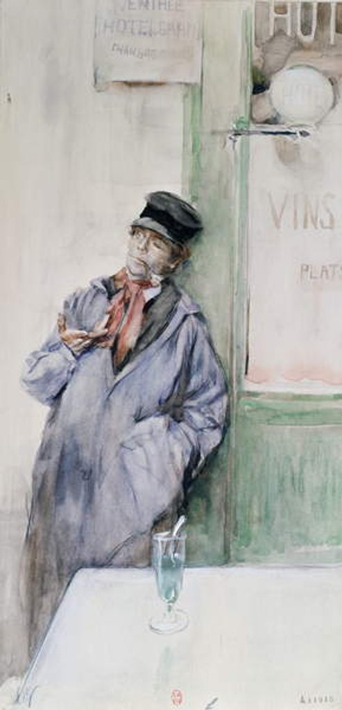 Detail of Worker in a cafe with a glass of absinthe, c.1900 by French School