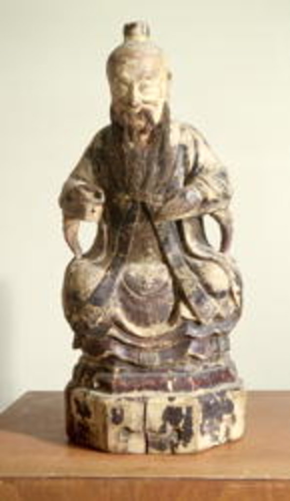 Detail of Lao-Tzu wearing the crown of a Master by School Chinese