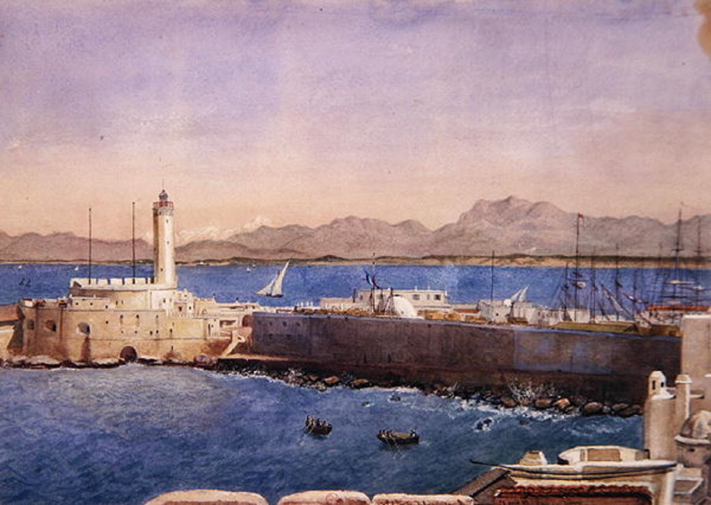 Detail of The Harbour and Jetty at Algiers, c.1830 by Theodore Leblanc