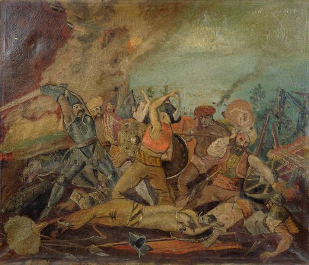 Detail of Ottoman and Hungarian Soldiers Fighting in the Seventeenth Century by School Hungarian