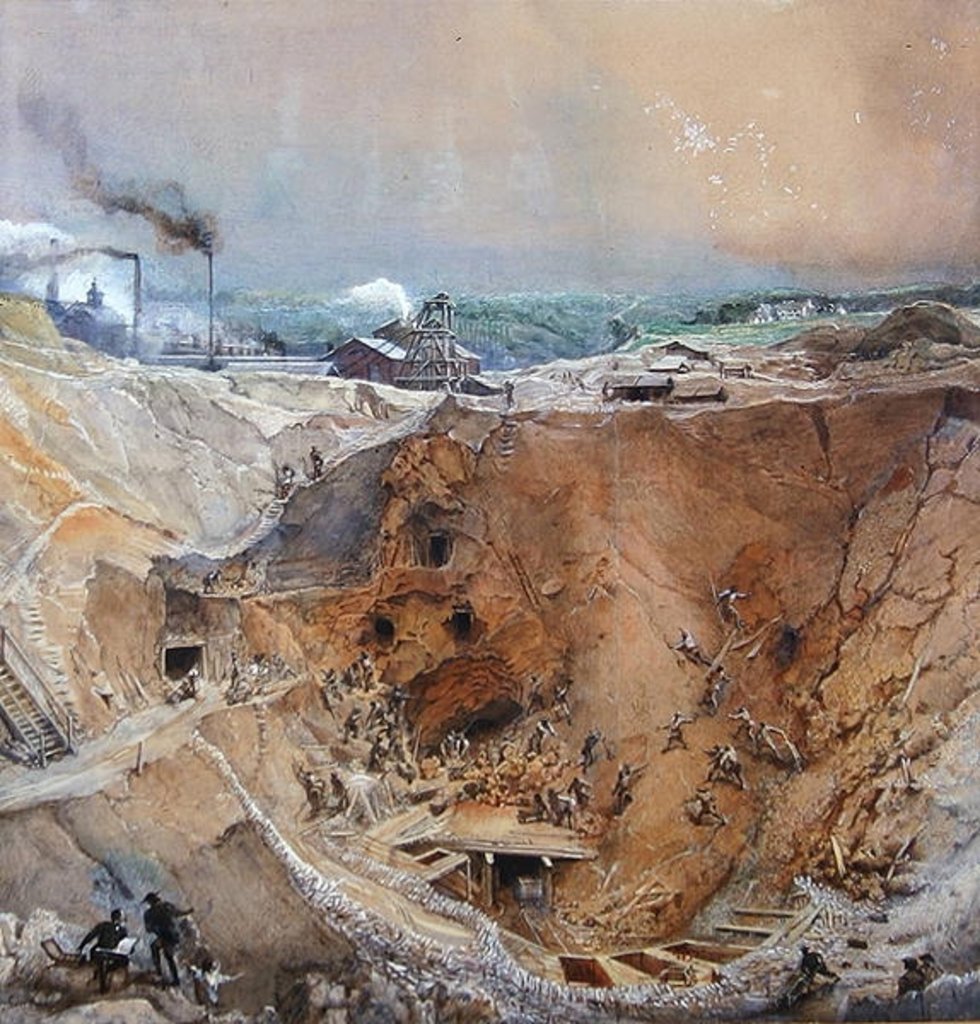 Detail of Opencast Mining at Vieille Montagne, Saone et Loire, c.1854 by Ignace Francois Bonhomme