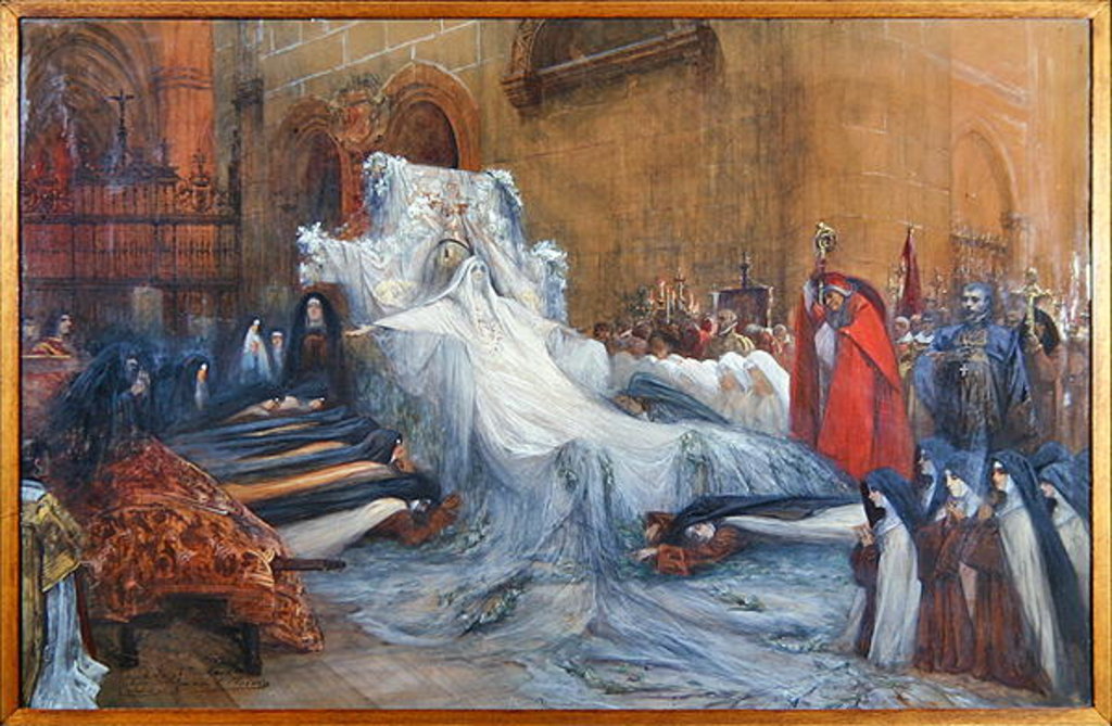 Detail of Sarah Bernhardt in the title role of Saint Teresa of Avila in the play 'La Vierge d'Avila' by Mendes, produced in 1906 by Georges Clairin