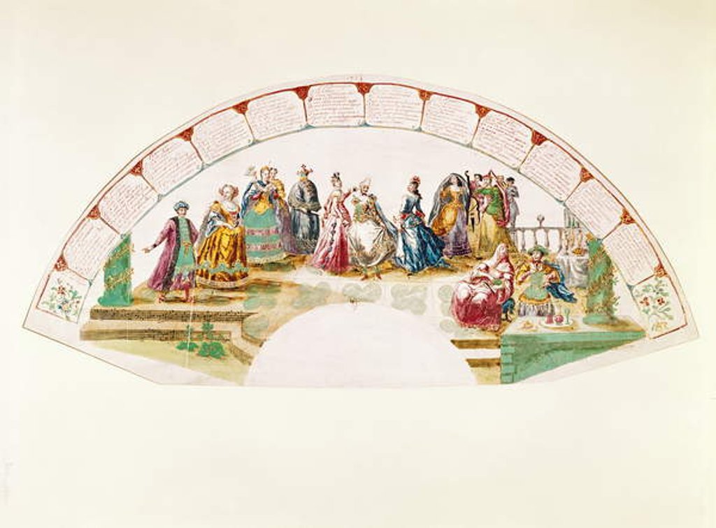 Detail of Design for a fan celebrating the Dance and Carnival of Nations, 1733 by French School