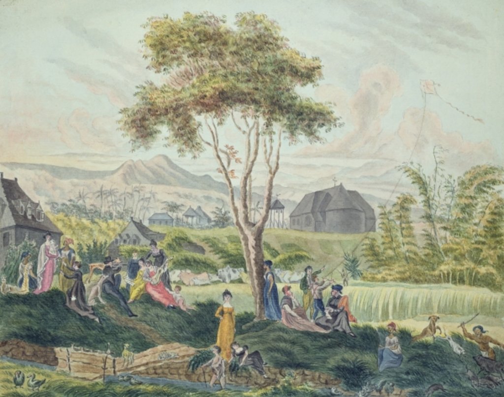 Detail of Family party at Saint-Benoit, Ile de la Reunion, August 1813 by Genevieve-Sophie-Marie-Adele Patu de Rosemont