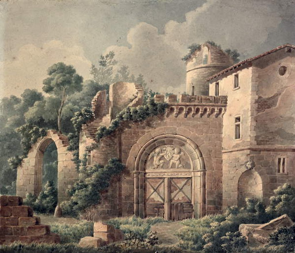 Detail of A Ruined Castle, c.1820 by French School
