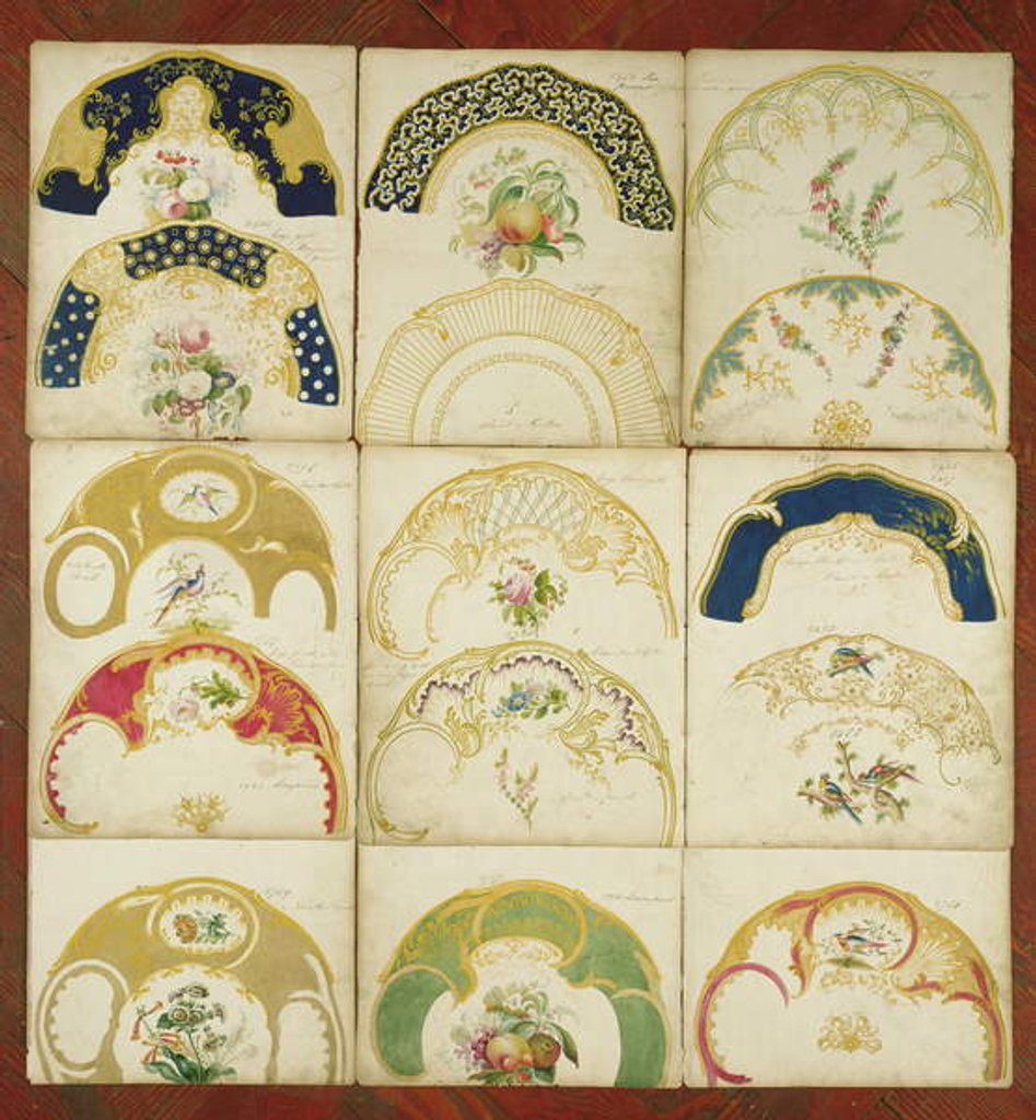 Detail of Designs for porcelain plates for the Daniel Factory, Staffordshire, c.1846 by English School