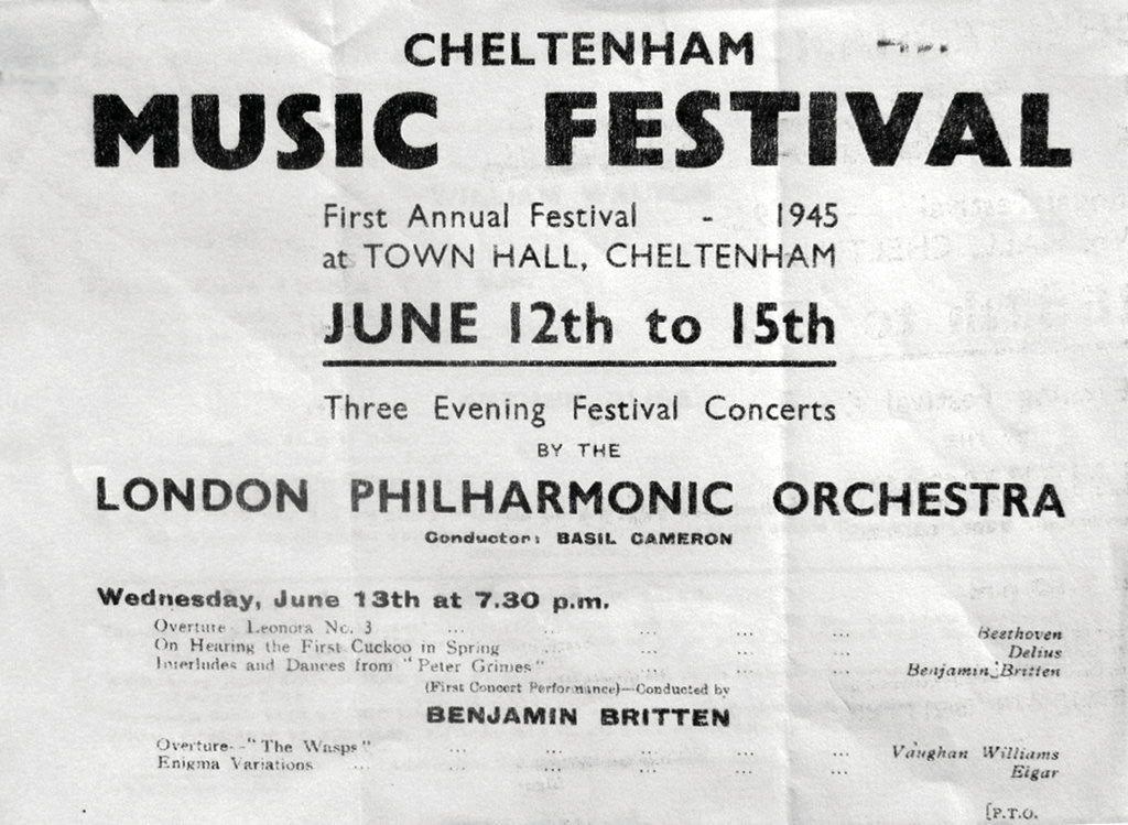 Detail of 1945 Cheltenham Music Festival Programme Cover by Cheltenham Festivals