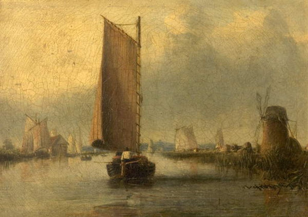 Detail of River Scene with Shipping by English School