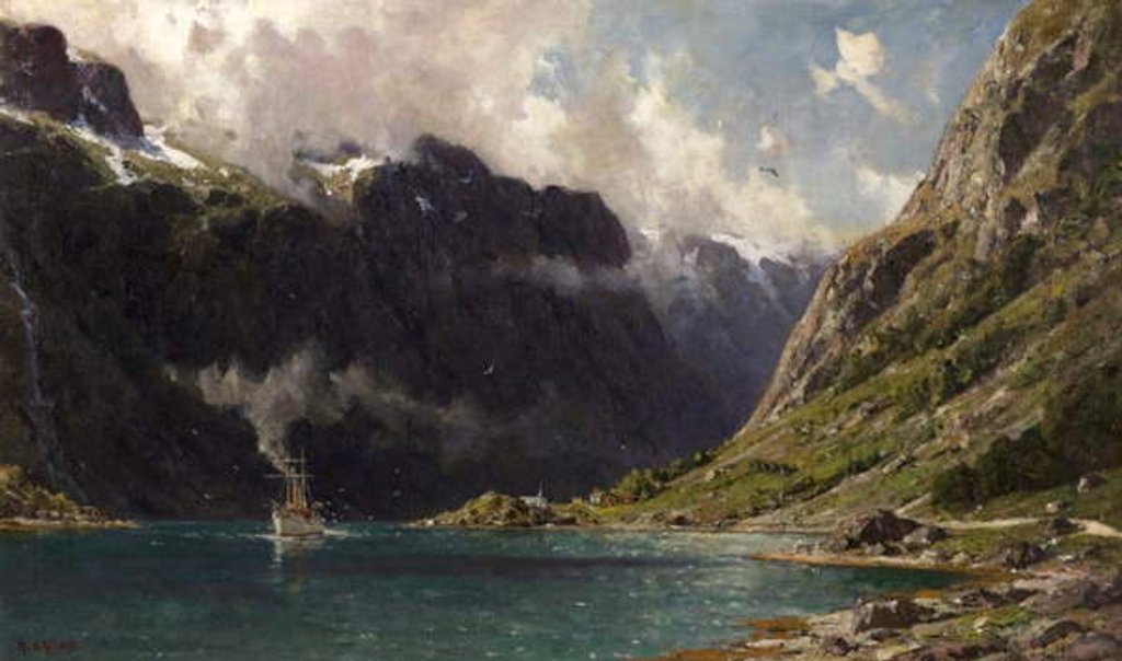 Detail of Naeroyfjord, Norway, 1902 by Henry Enfield