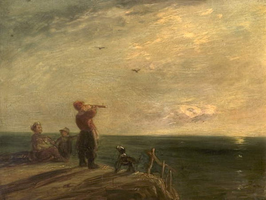 Detail of Seascape with Figures and Dog, Sunset by William Collins