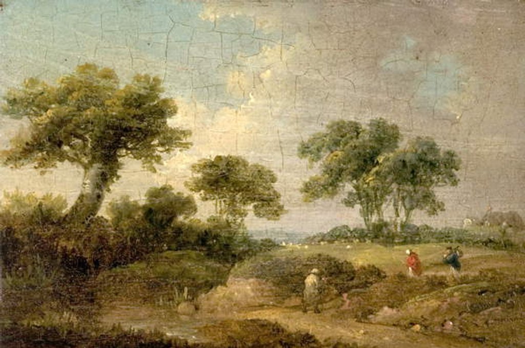 Detail of Landscape with Figures by George Morland