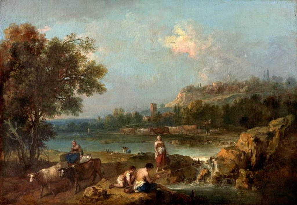Detail of River Scene with Peasants by Francesco Zuccarelli