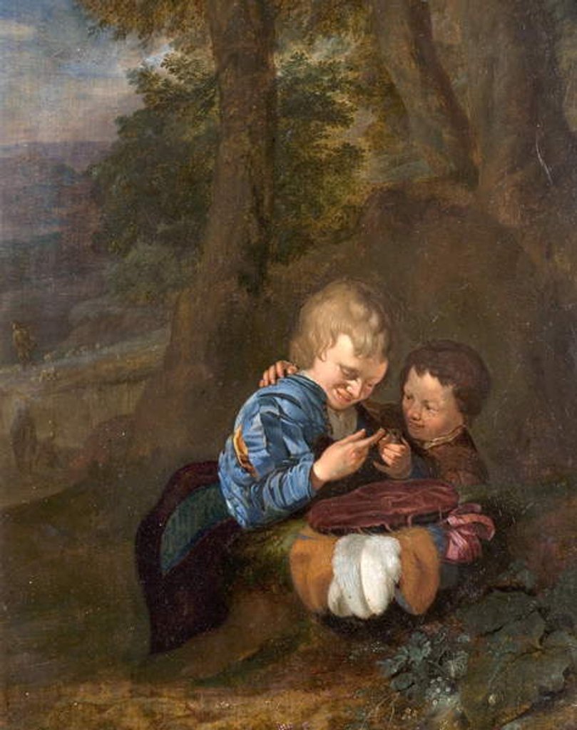 Detail of Two Boys with a Bird by Eglon Hendrick van der Neer