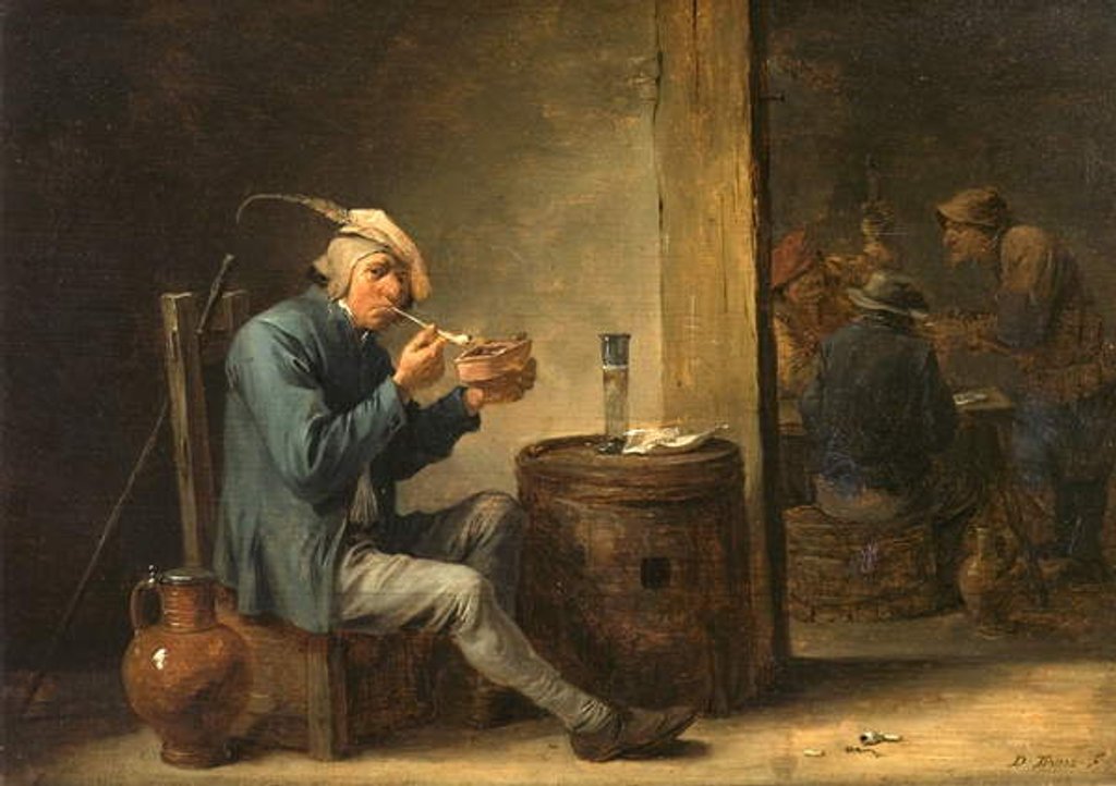Detail of Peasant Smoking in an Interior, c.1650 by David the Younger Teniers