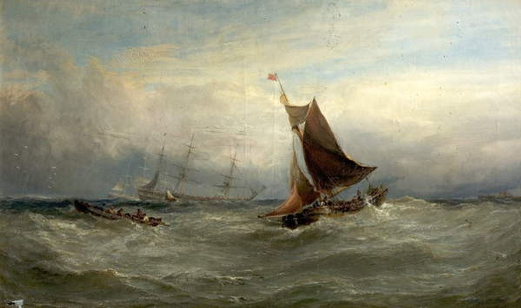 Detail of Boats in a Gale off Ostend, Belgium, 1875 by Edwin Hayes