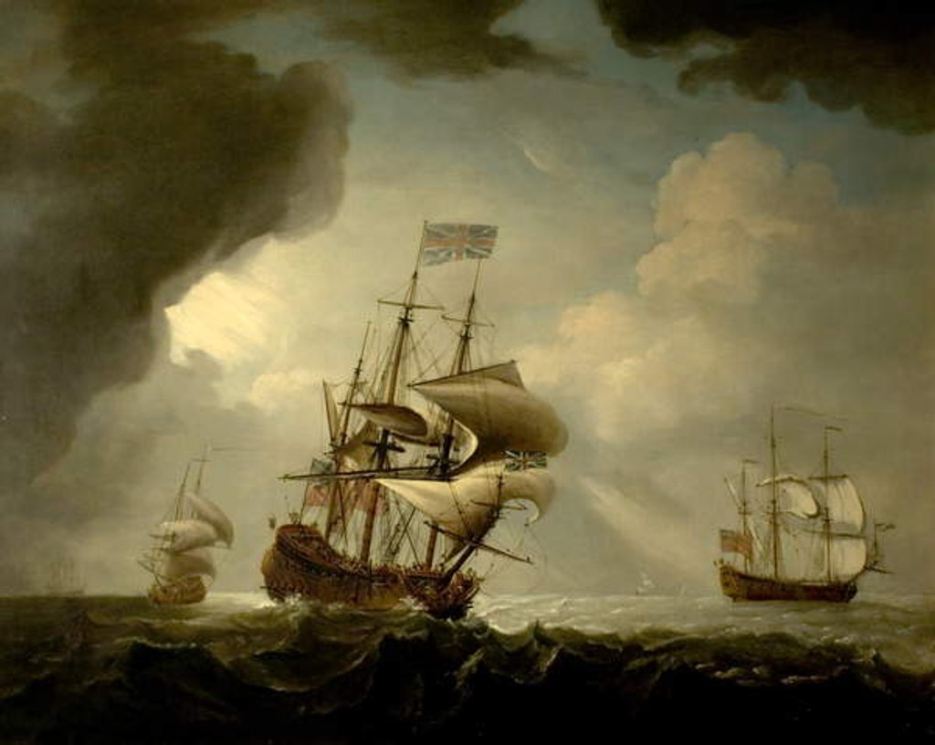 Detail of Three English Men-of-War Getting Underway in a Fresh Breeze by Peter Monamy