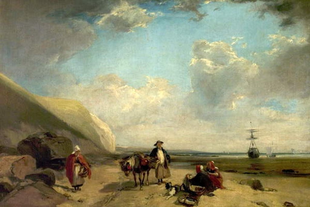 Detail of Fisherfolk on the Coast of Normandy, 1824 by Richard Parkes (attr. to) Bonington