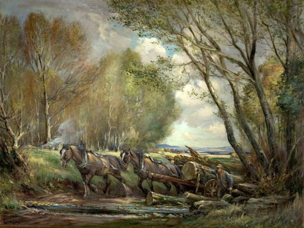 Detail of Hauling Timber, Stirlingshire, Scotland by Henry Morley