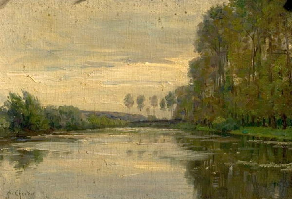 Detail of River Scene, the Lower Loire, France by Alexandre-Jacques Chantron