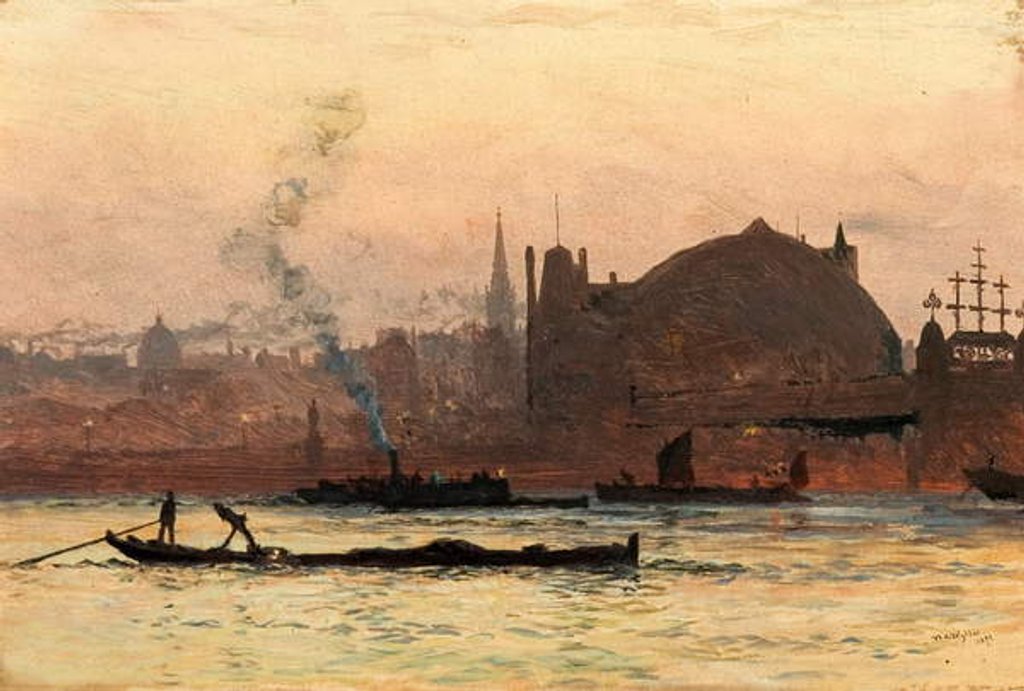 Detail of The Thames near Charing Cross, London, 1892 by William Lionel Wyllie