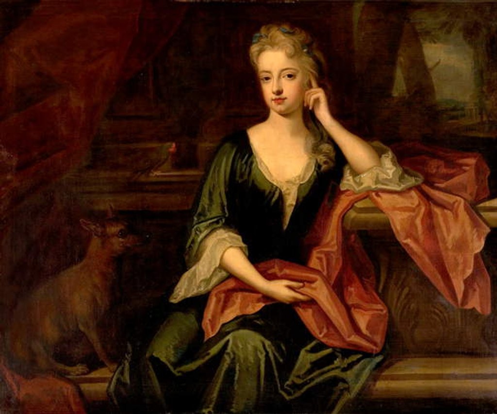 Detail of Lady with a Dog and a Parrot, 17th century by Godfrey Kneller