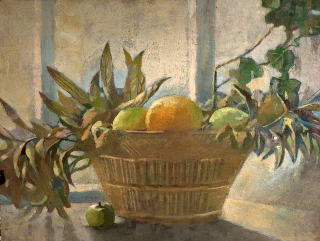 Detail of Fruit and Leaves in a Basket by George Sheringham