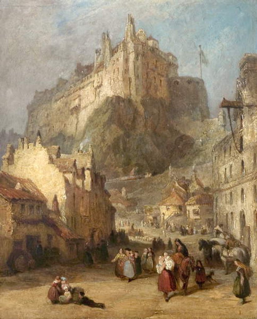Detail of Edinburgh Castle from the Grass Market, Scotland by George Jones