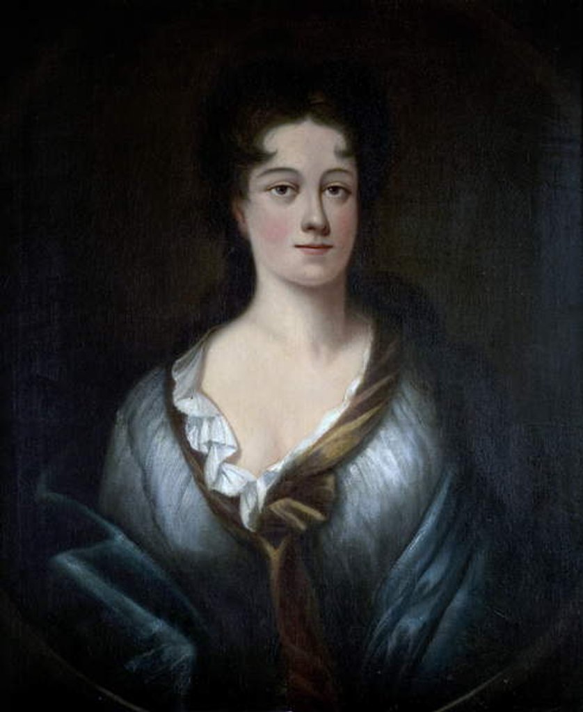 Detail of Portrait of a Young Woman in a Blue Wrap by English School