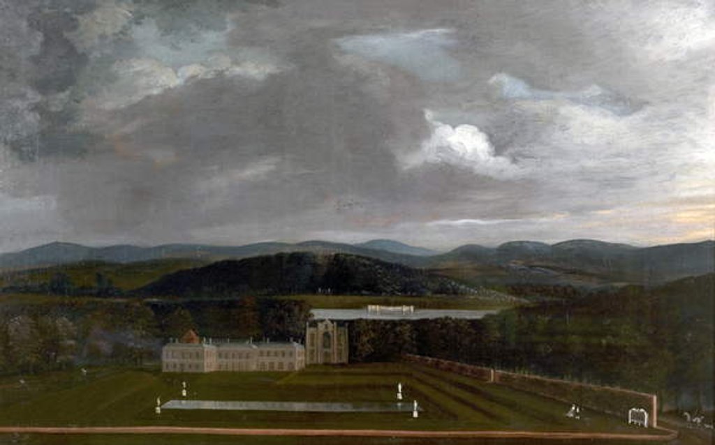 Detail of East View of Newstead Abbey, Nottinghamshire and the Great Garden, 1758 by Richard Byron