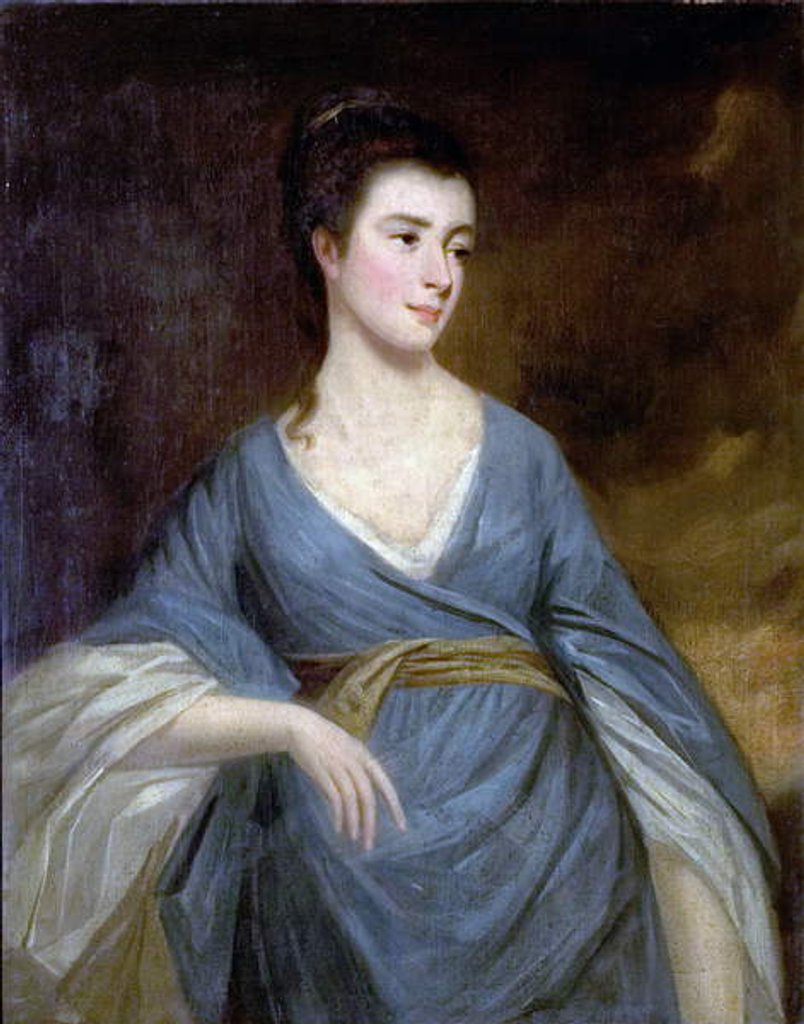 Detail of Young Woman in a Blue Dress by English School