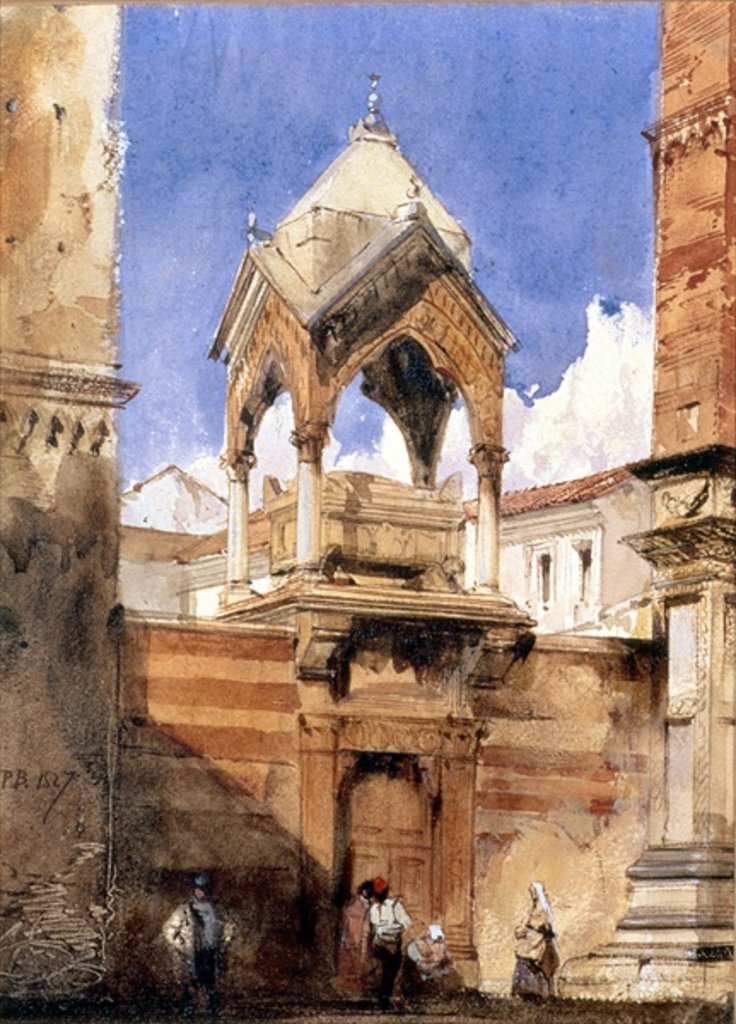 Detail of The Castelbarco Tomb, Verona, 1827 by Richard Parkes Bonington