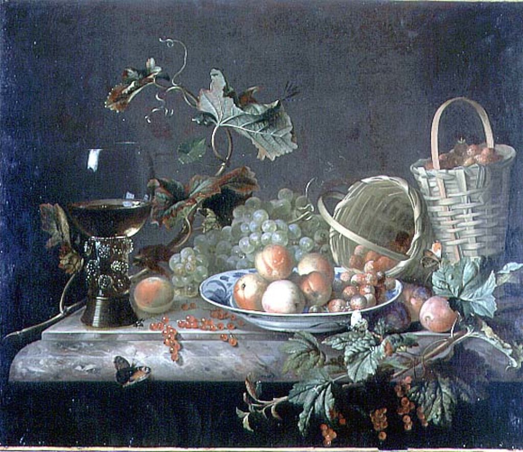 Detail of Fruit Piece with Wine Glass, 1692 by Barend or Bernardus van der Meer