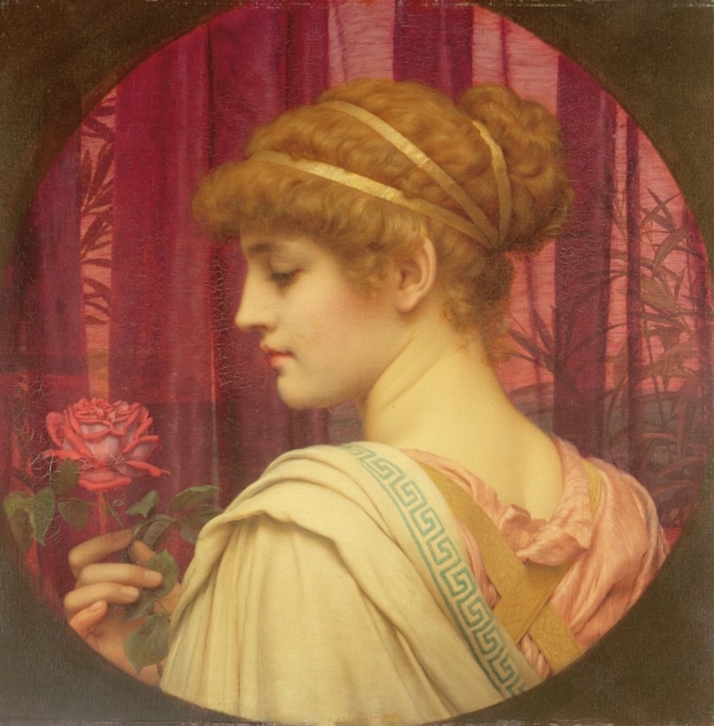 Detail of Girl with Red Rose by John William Godward