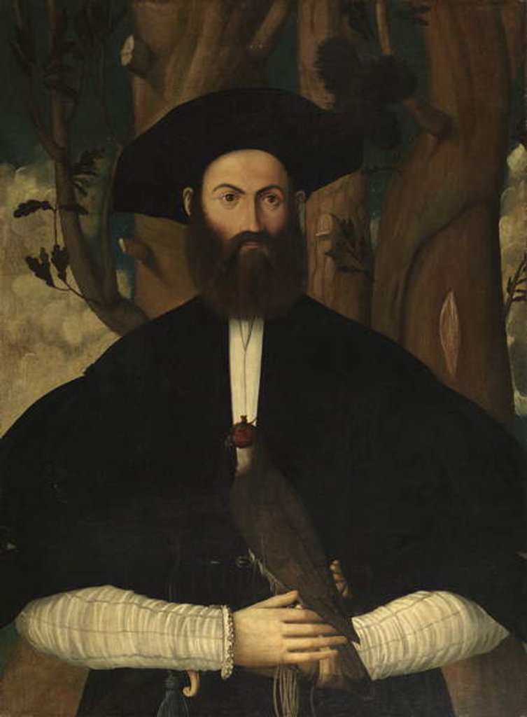 Detail of Bearded Man with a Falcon, c.1500 by Lazzaro Bastiani