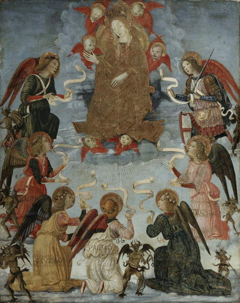 Detail of Virgin in Glory surrounded by Seven Archangels, c.1490-1500 by Master of Marradi