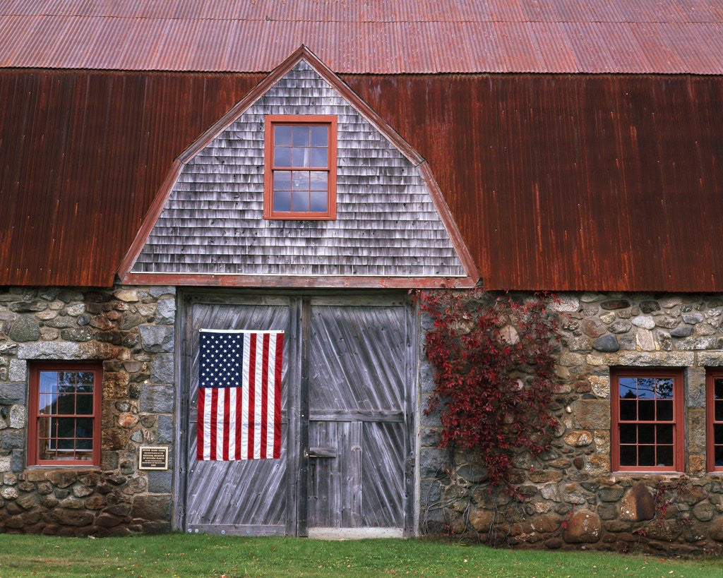 Detail of Flag Hanging on Barn Door by Anonymous